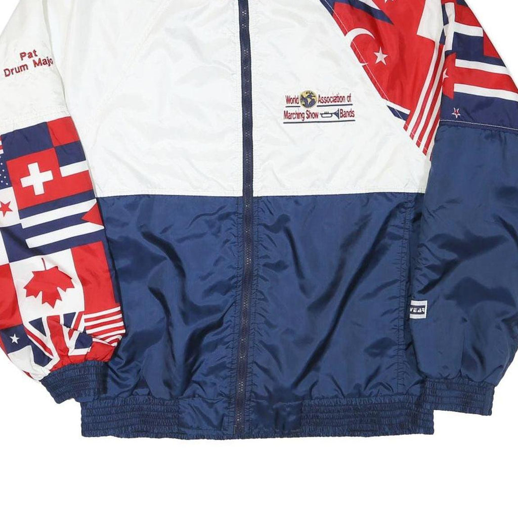 FLAG WEAR Womens White & Navy Flag Print Zip Jacket M Polyester Blend Casual