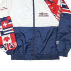 FLAG WEAR Womens White & Navy Flag Print Zip Jacket M Polyester Blend Casual