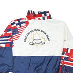 FLAG WEAR Womens White & Navy Flag Print Zip Jacket M Polyester Blend Casual