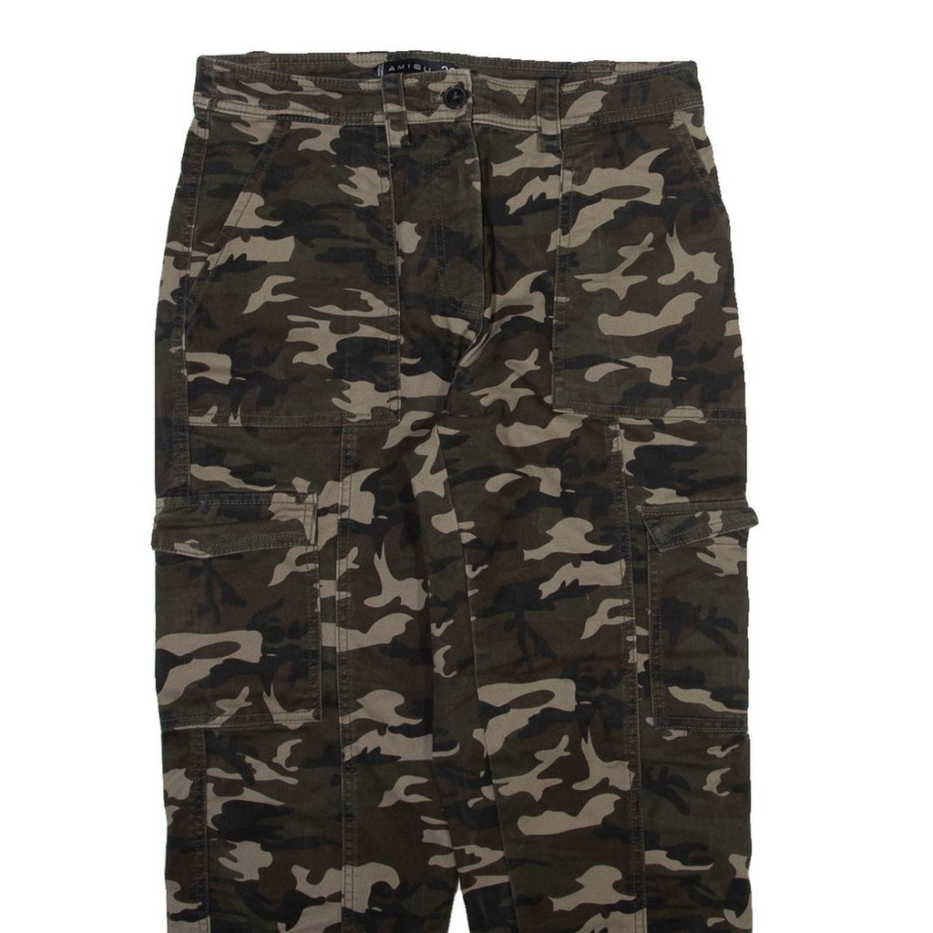 AMISU Camo Cargo Womens Trousers Green Relaxed Tapered W30 L26
