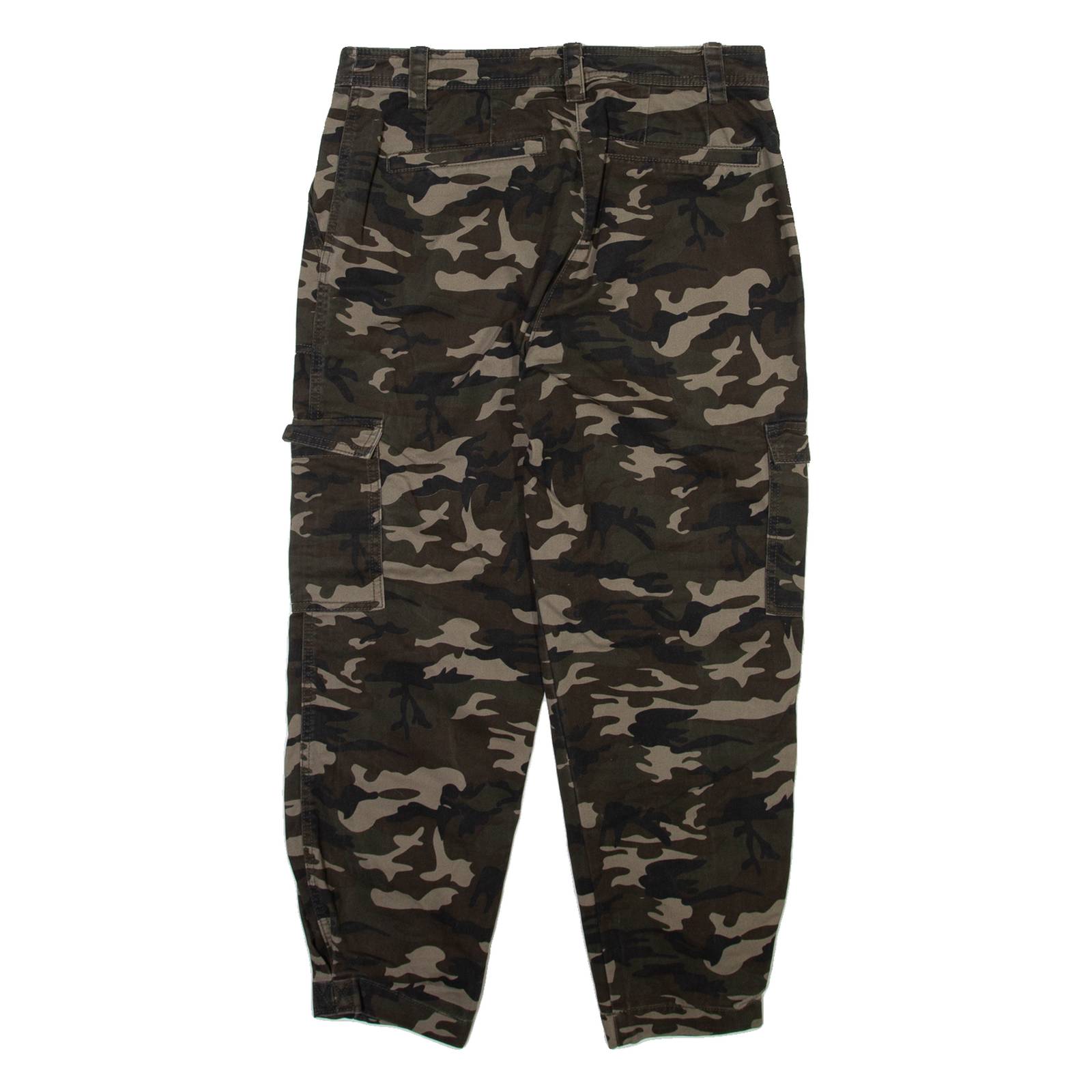 AMISU Camo Cargo Womens Trousers Green Relaxed Tapered W30 L26