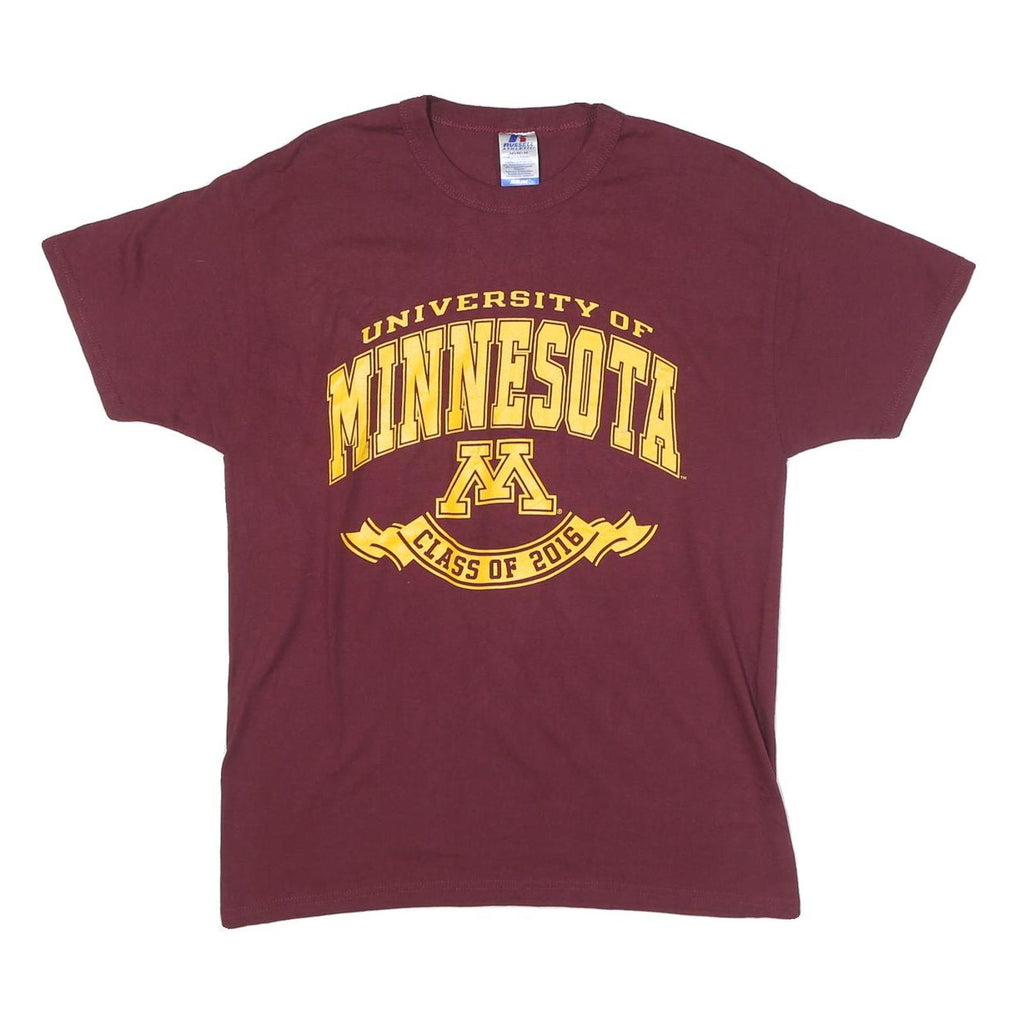 RUSSELL ATHLETIC Mens Maroon University Of Minnesota Graphic T-Shirt M Short