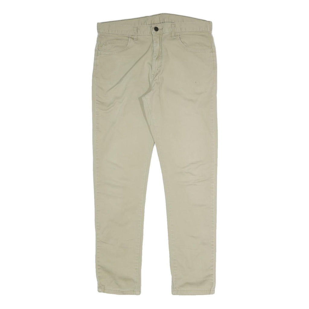 DICKIES Womens Slim Beige Cotton Blend Slim Fit Trousers W32 L28 Zip Closure