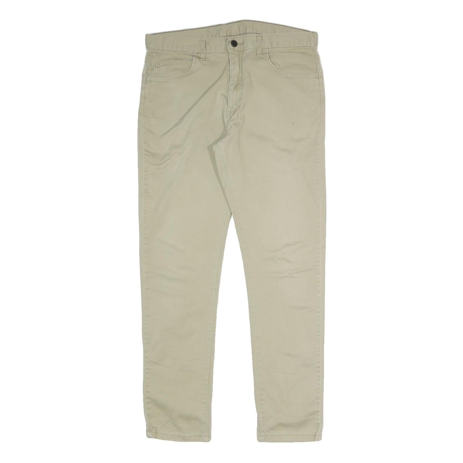 DICKIES Womens Slim Beige Cotton Blend Slim Fit Trousers W32 L28 Zip Closure