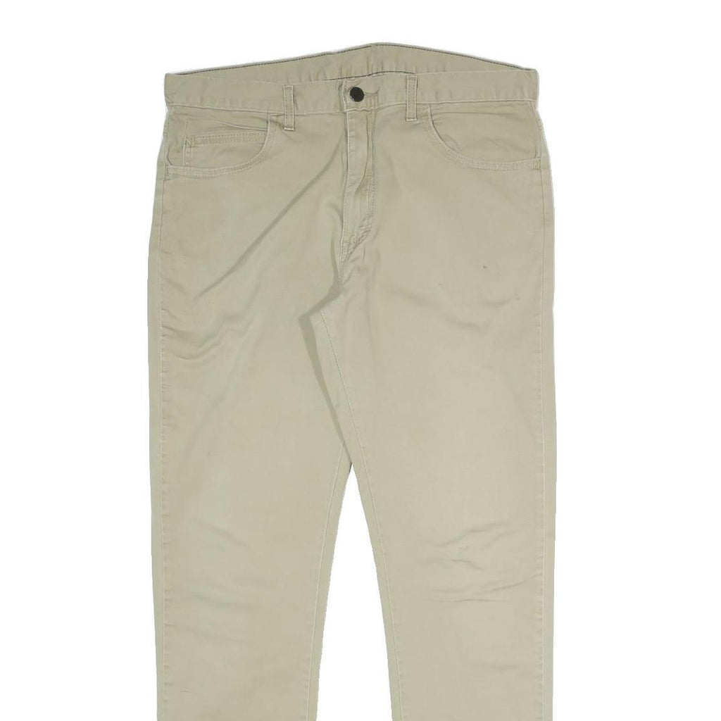 DICKIES Womens Slim Beige Cotton Blend Slim Fit Trousers W32 L28 Zip Closure