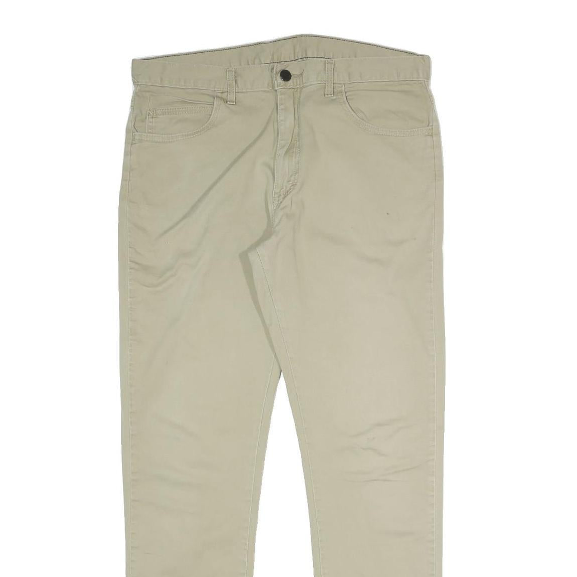 DICKIES Womens Slim Beige Cotton Blend Slim Fit Trousers W32 L28 Zip Closure