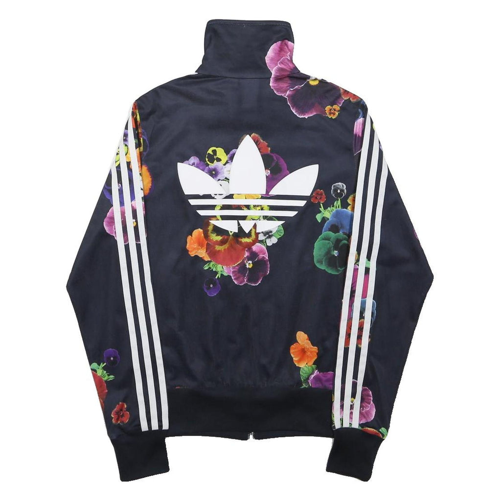 ADIDAS Womens Firebird Black Floral Track Jacket M Polyester Microfibre Zip