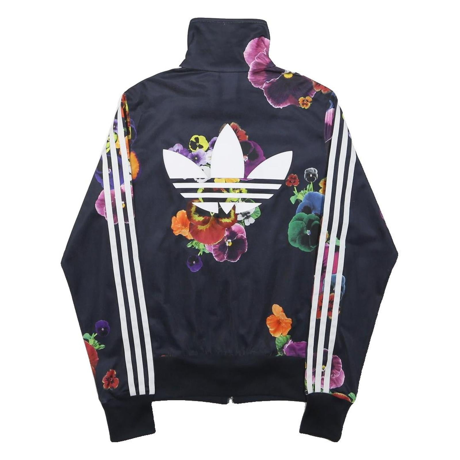 ADIDAS Womens Firebird Black Floral Track Jacket M Polyester Microfibre Zip