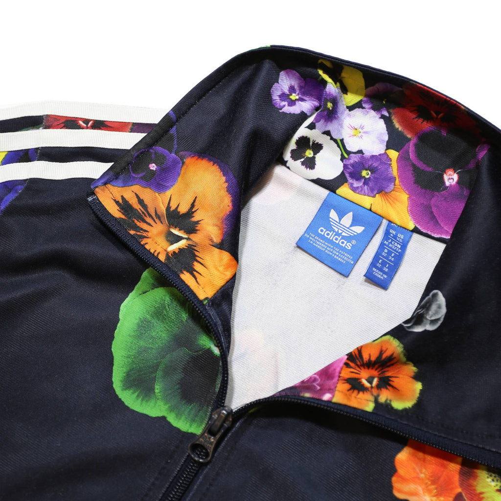 ADIDAS Womens Firebird Black Floral Track Jacket M Polyester Microfibre Zip