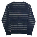 TOMMY HILFIGER Mens Patterned Jumper Blue Striped Tight Knit 2XL