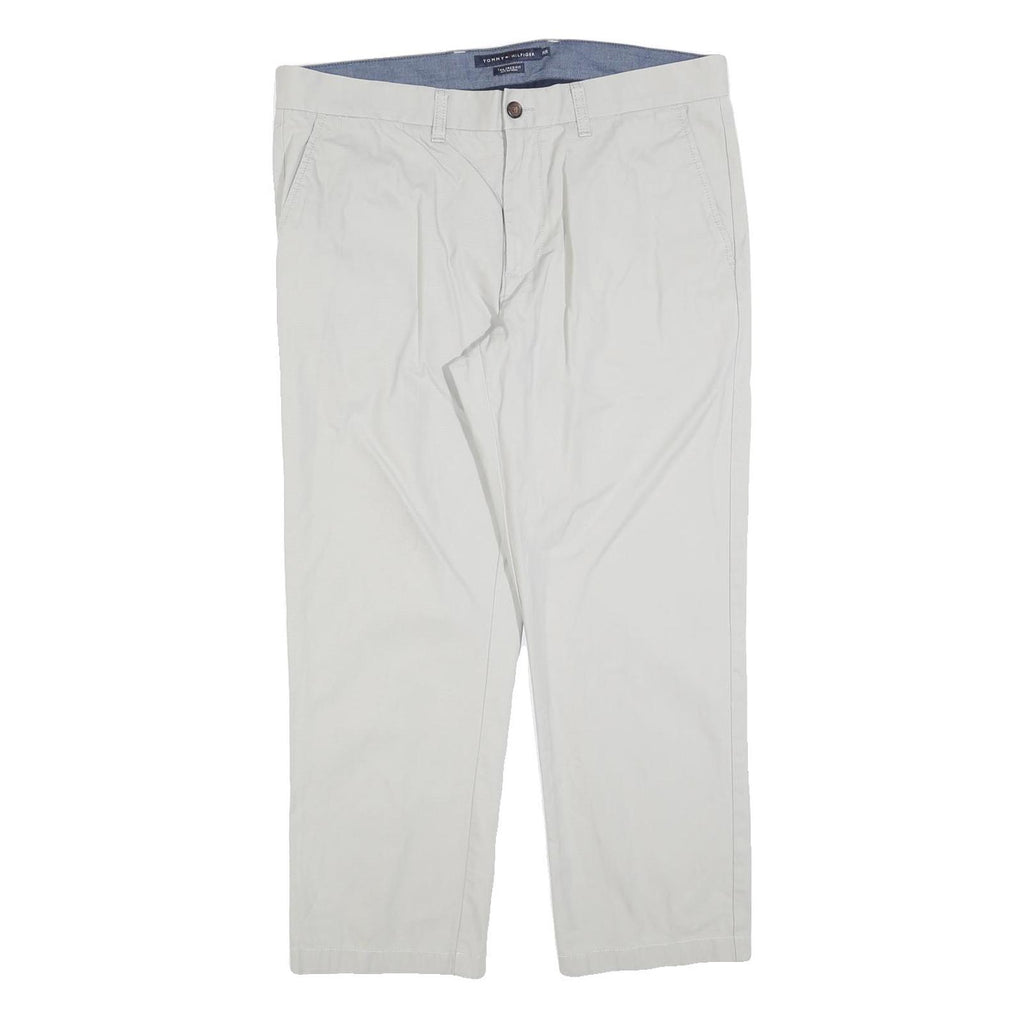 TOMMY HILFIGER Mens Cotton Blend Beige Regular Fit Straight Trousers W36 L30