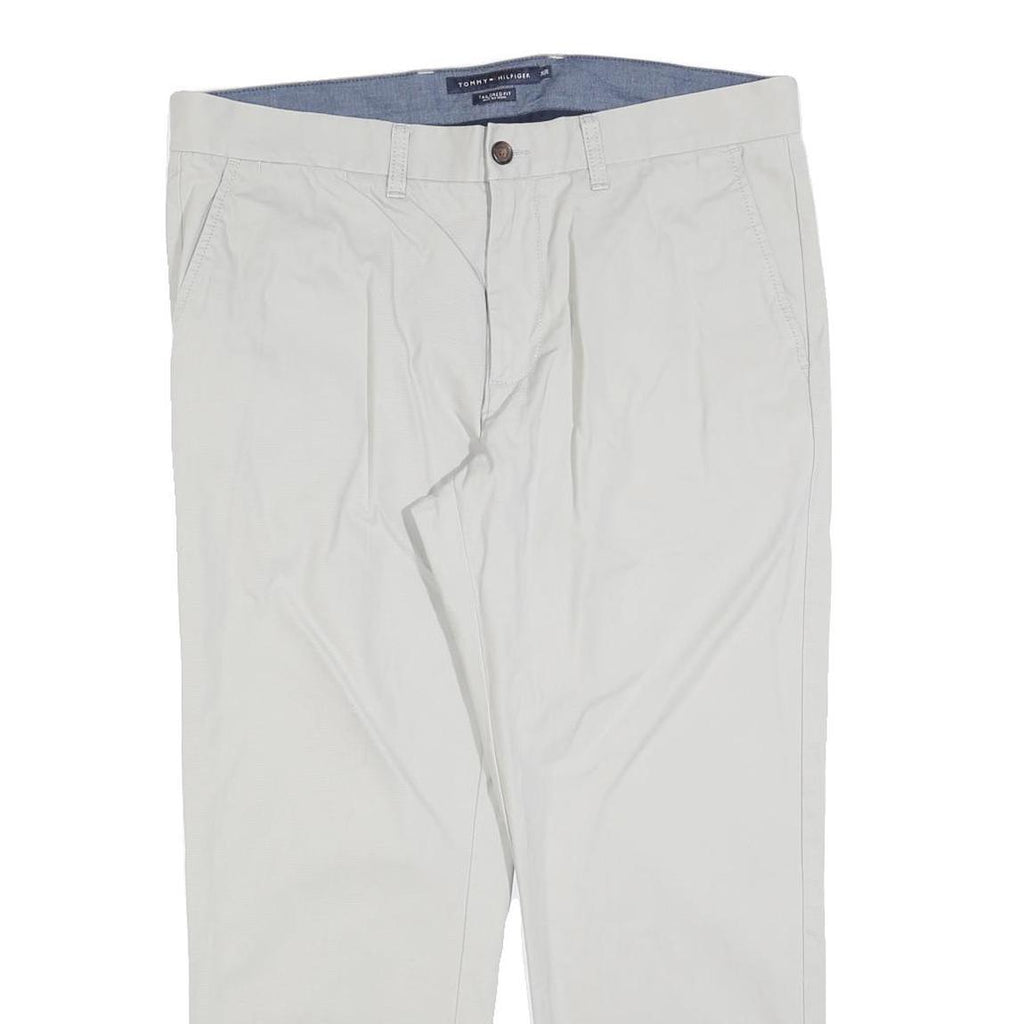 TOMMY HILFIGER Mens Cotton Blend Beige Regular Fit Straight Trousers W36 L30
