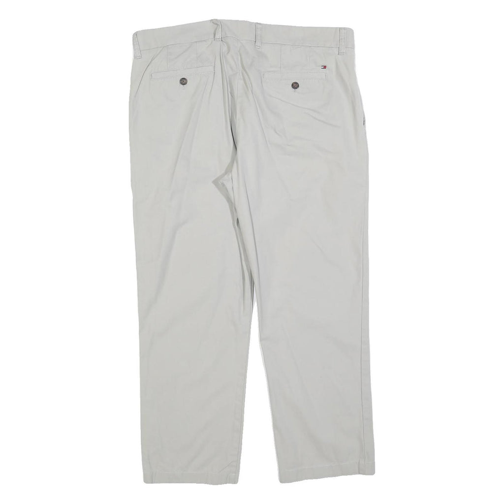 TOMMY HILFIGER Mens Cotton Blend Beige Regular Fit Straight Trousers W36 L30