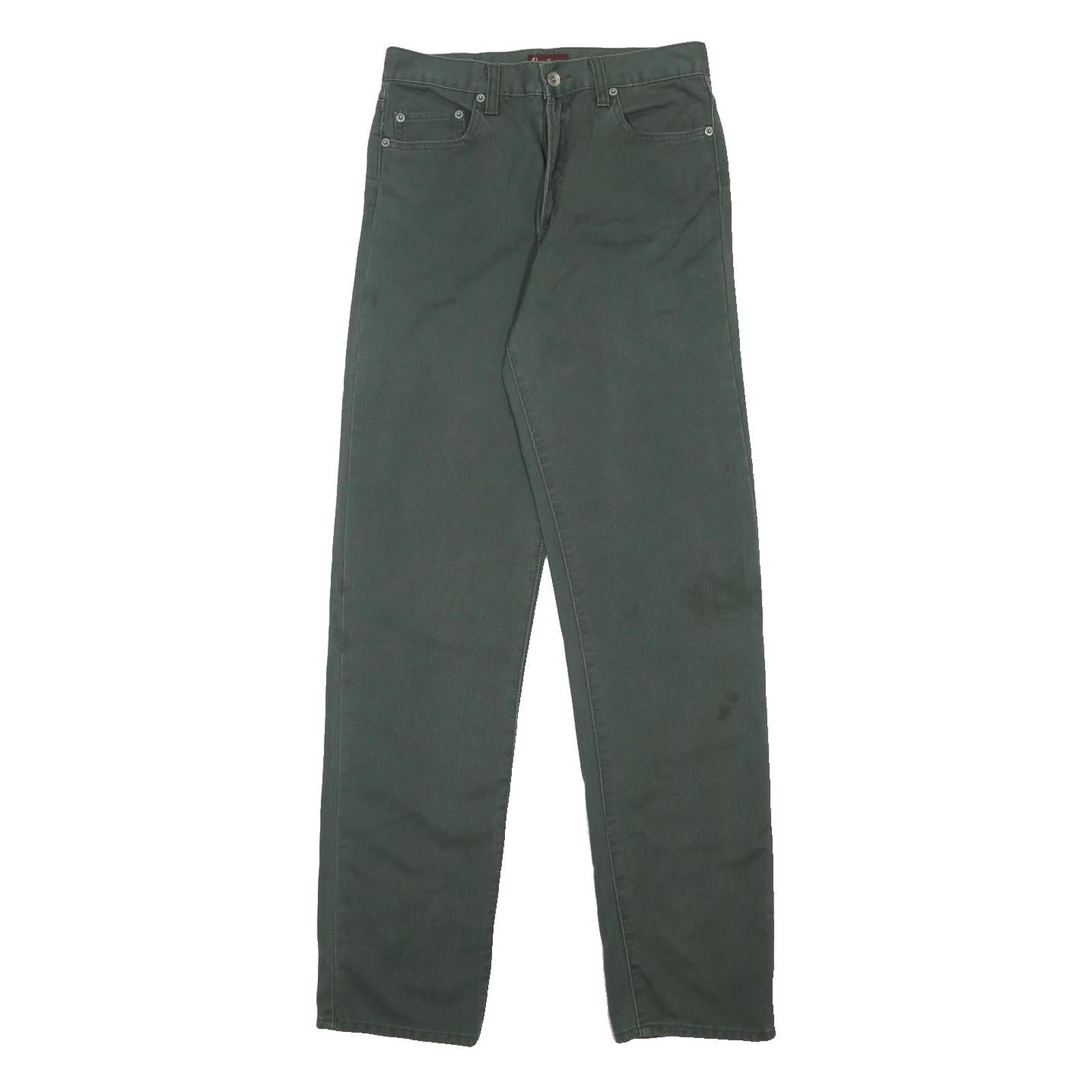 PEPE JEANS Mens Cotton Green Slim Straight Trousers W27 L32 Casual Zip