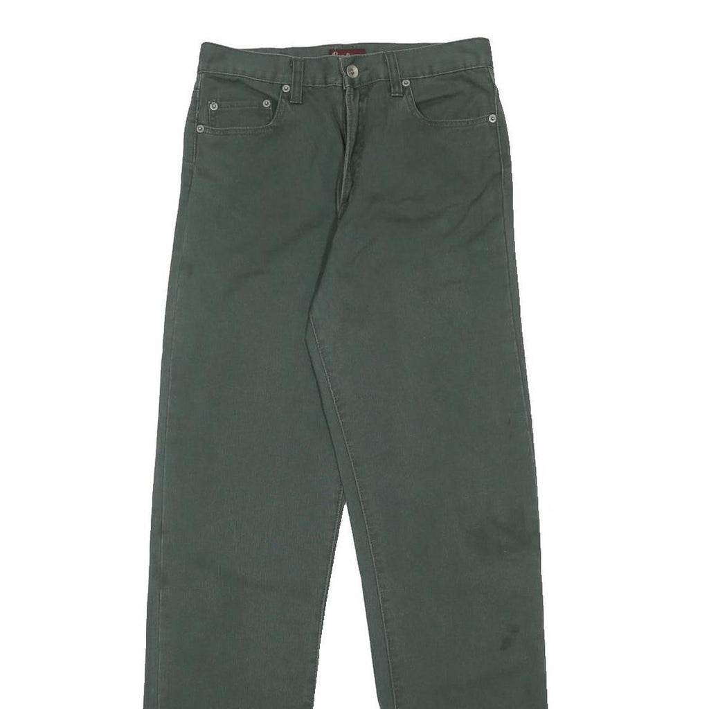 PEPE JEANS Mens Cotton Green Slim Straight Trousers W27 L32 Casual Zip