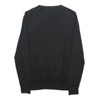 POLO RALPH LAUREN Mens Black Plain Crew Neck Basic Knit S Cotton Jumper
