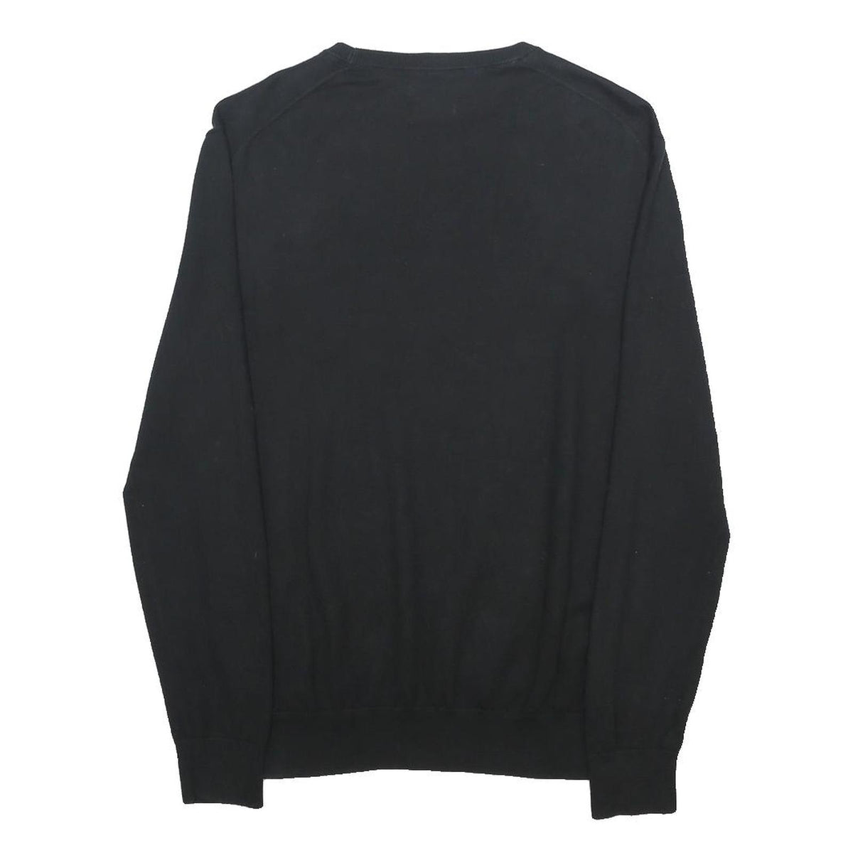 POLO RALPH LAUREN Mens Black Plain Crew Neck Basic Knit S Cotton Jumper