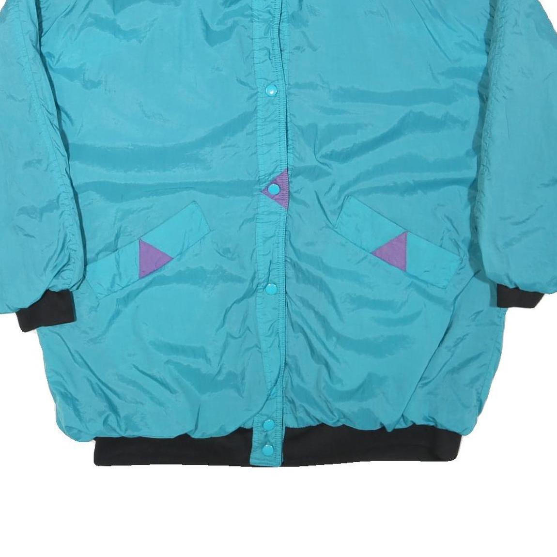 Womens Blue & Purple Nylon Button Jacket L Plain Size L Lightweight Retro