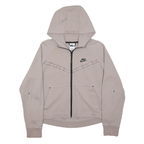 NIKE Womens Beige Full Zip Hoodie M Cotton Blend Casual Sportswear