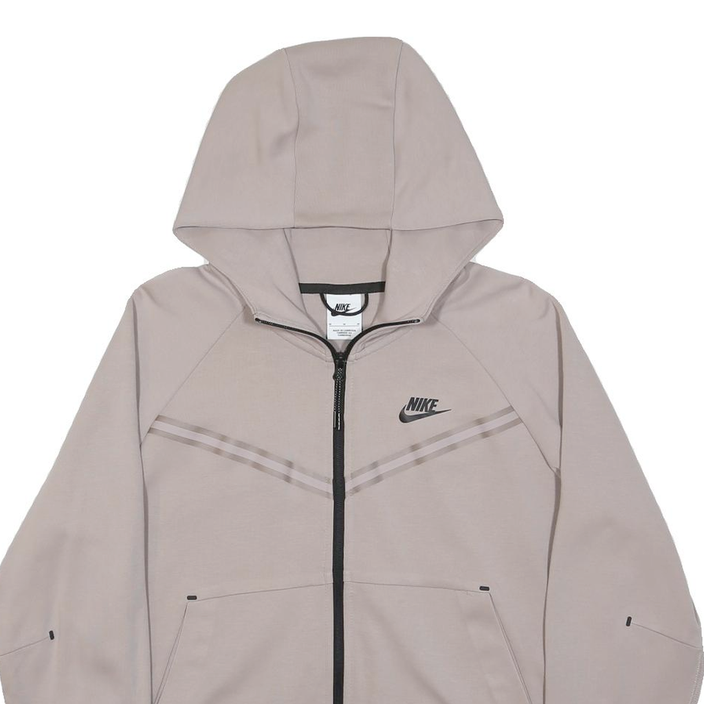 NIKE Womens Beige Full Zip Hoodie M Cotton Blend Casual Sportswear