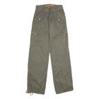 DANIEL Womens Regular Fit Olive Green Cotton Blend Zip Cargo Trousers W26 L34