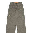 DANIEL Womens Regular Fit Olive Green Cotton Blend Zip Cargo Trousers W26 L34