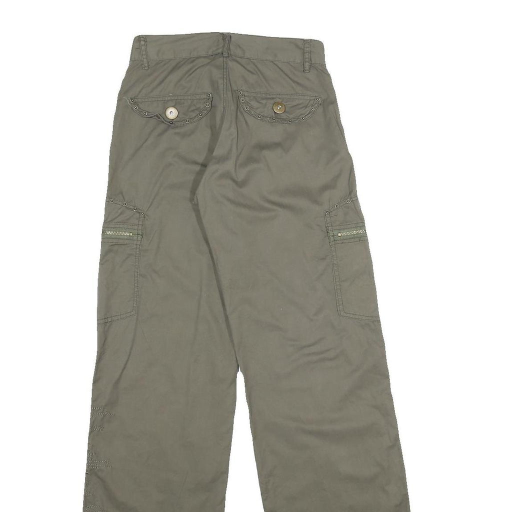 DANIEL Womens Regular Fit Olive Green Cotton Blend Zip Cargo Trousers W26 L34