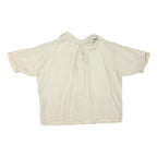 ZARA Womens Cream Basic Shirt Short Sleeve Button Neck S Cotton Blend Top