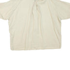 ZARA Womens Cream Basic Shirt Short Sleeve Button Neck S Cotton Blend Top