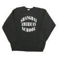 Mens Black Sweatshirt Shanghai American School Crew Neck L Cotton Blend Pullover