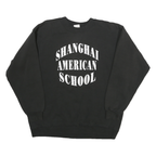 Mens Black Sweatshirt Shanghai American School Crew Neck L Cotton Blend Pullover