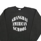 Mens Black Sweatshirt Shanghai American School Crew Neck L Cotton Blend Pullover