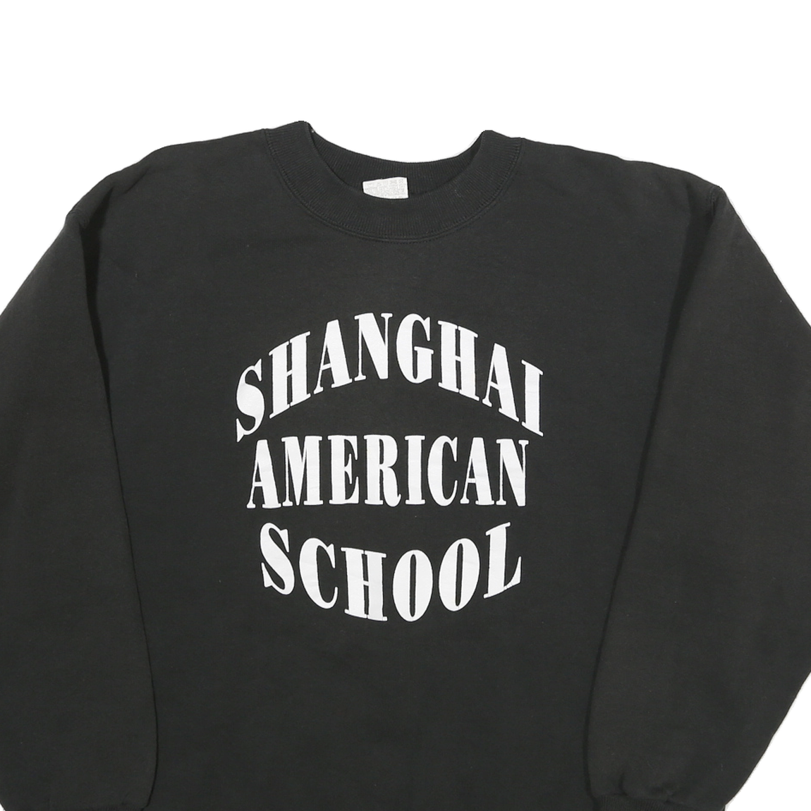 Mens Black Sweatshirt Shanghai American School Crew Neck L Cotton Blend Pullover