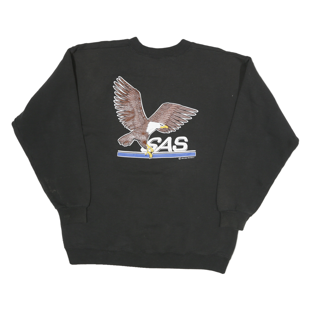 Mens Black Sweatshirt Shanghai American School Crew Neck L Cotton Blend Pullover