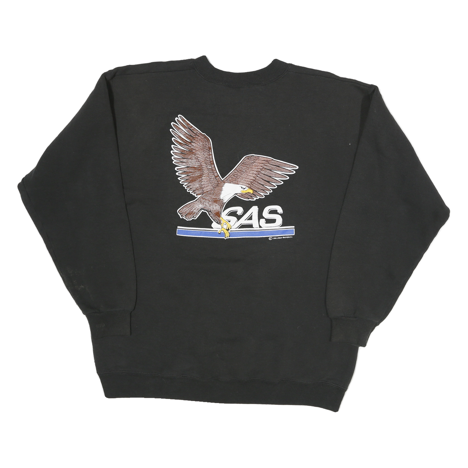 Mens Black Sweatshirt Shanghai American School Crew Neck L Cotton Blend Pullover