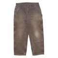 CARHARTT Mens Relaxed Brown Cotton Workwear Trousers W36 L27 Utility Zip Closure