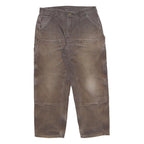 CARHARTT Mens Relaxed Brown Cotton Workwear Trousers W36 L27 Utility Zip Closure
