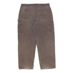 CARHARTT Mens Relaxed Brown Cotton Workwear Trousers W36 L27 Utility Zip Closure