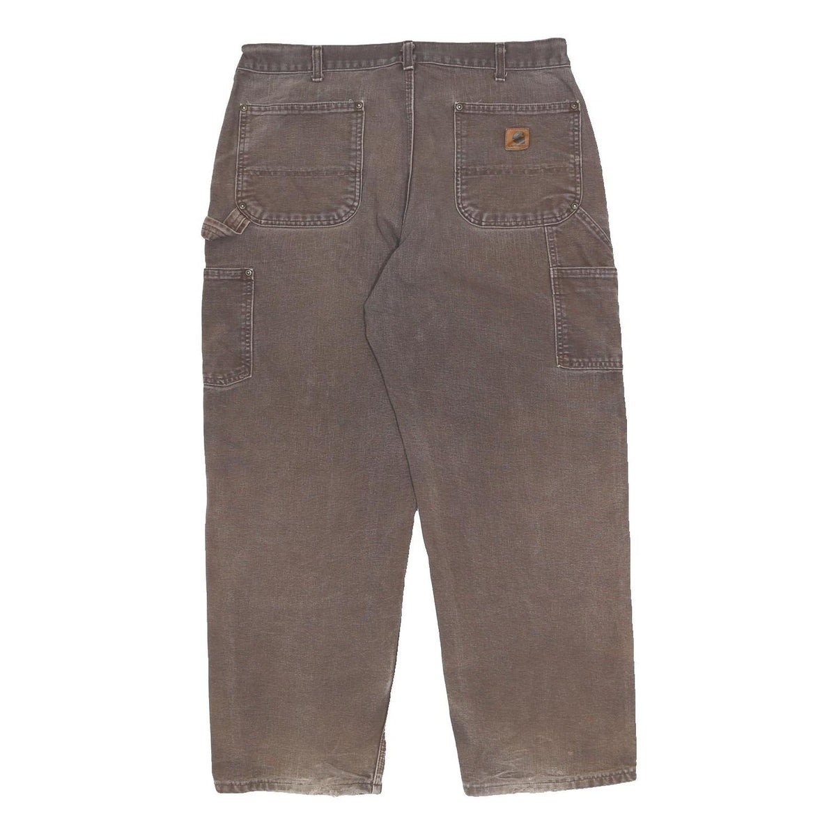 CARHARTT Mens Relaxed Brown Cotton Workwear Trousers W36 L27 Utility Zip Closure