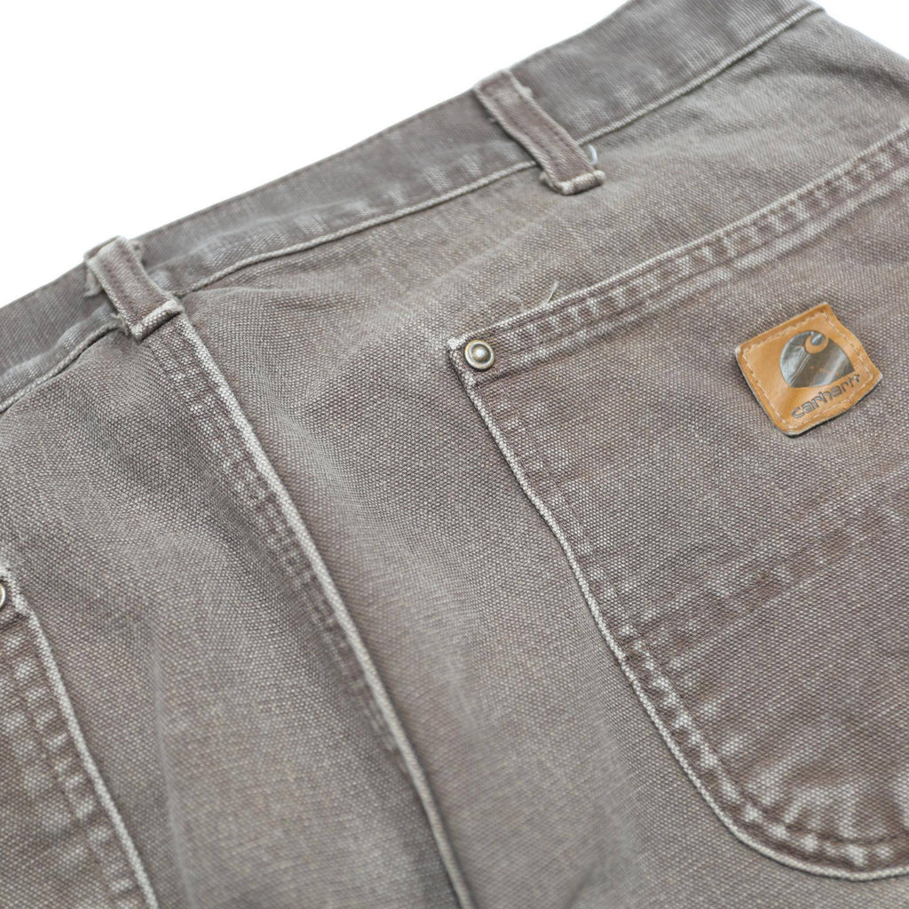 CARHARTT Mens Relaxed Brown Cotton Workwear Trousers W36 L27 Utility Zip Closure