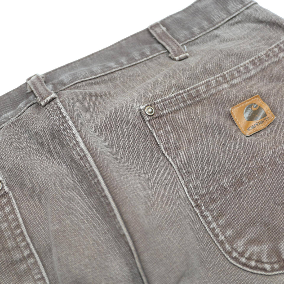 CARHARTT Mens Relaxed Brown Cotton Workwear Trousers W36 L27 Utility Zip Closure