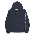 TOMMY HILFIGER Mens Navy Blue Pullover Hoodie L Branded Sleeve Print Casual