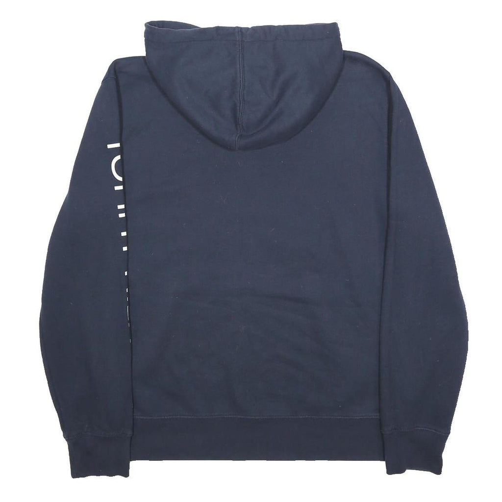 TOMMY HILFIGER Mens Navy Blue Pullover Hoodie L Branded Sleeve Print Casual