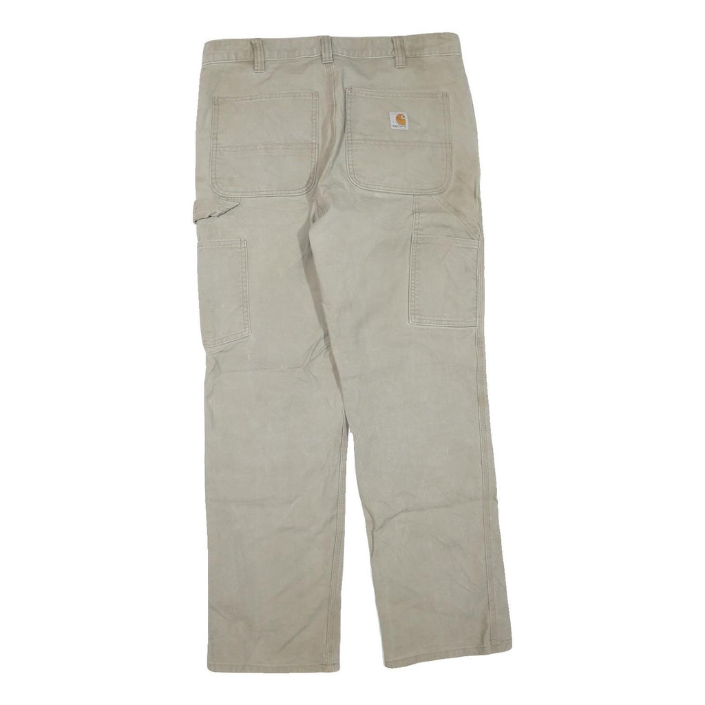 CARHARTT Mens Grey Cotton Blend Regular Fit Straight Trousers W33 L32 Workwear