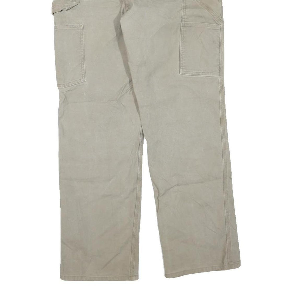 CARHARTT Mens Grey Cotton Blend Regular Fit Straight Trousers W33 L32 Workwear
