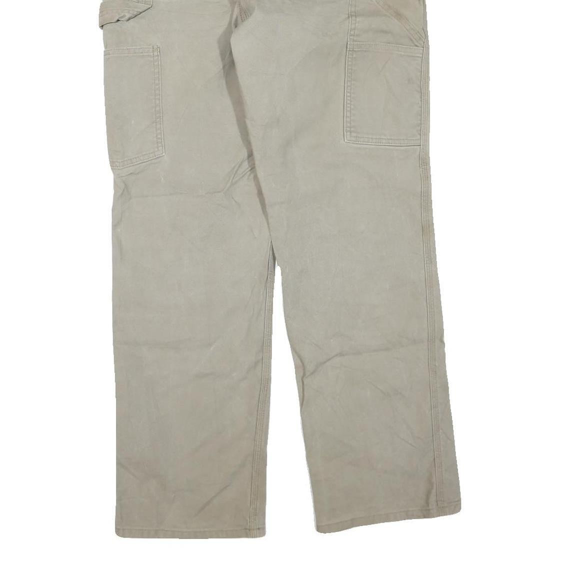 CARHARTT Mens Grey Cotton Blend Regular Fit Straight Trousers W33 L32 Workwear