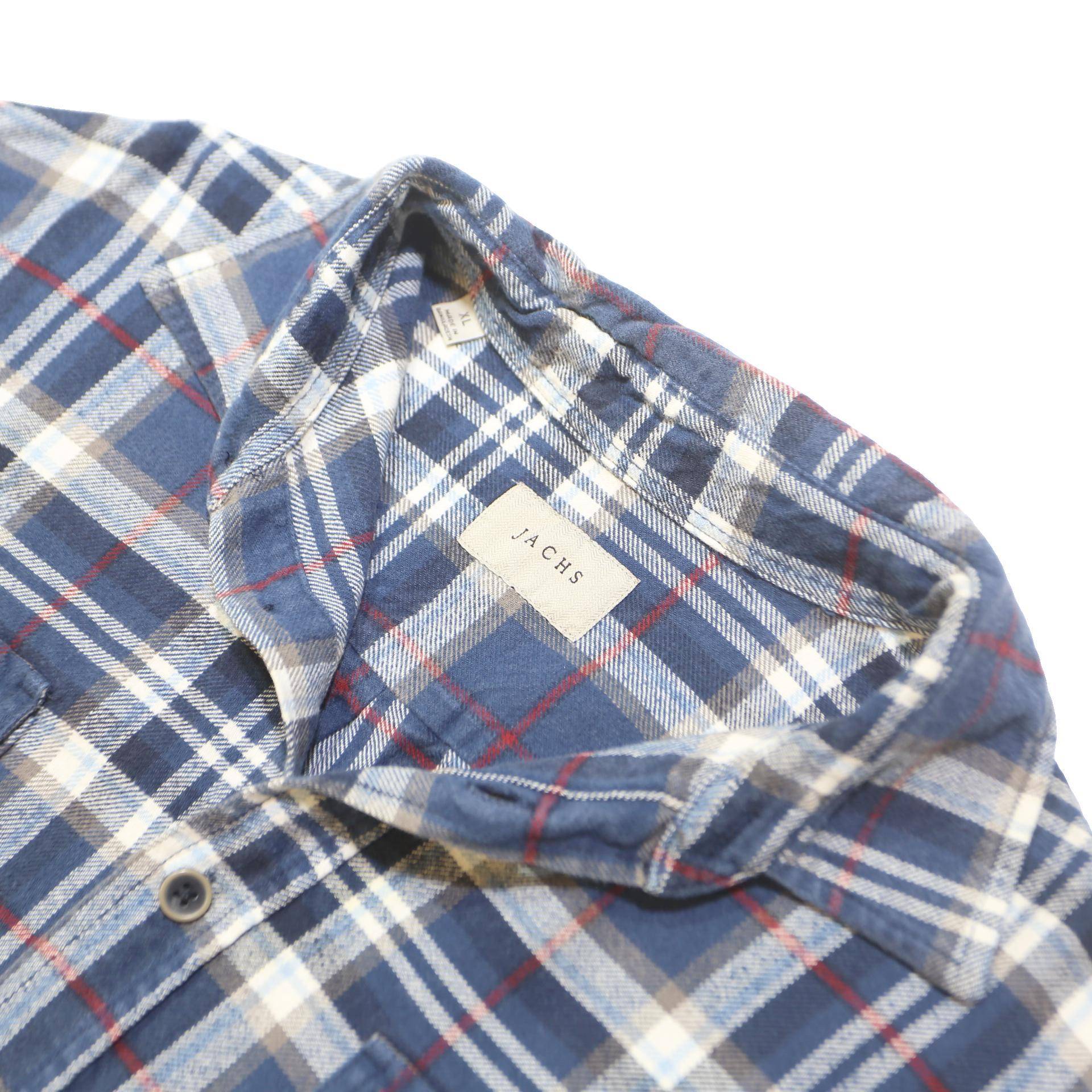 JACHS Mens Blue & White Check Shirt XL Button Closure Casual Workwear