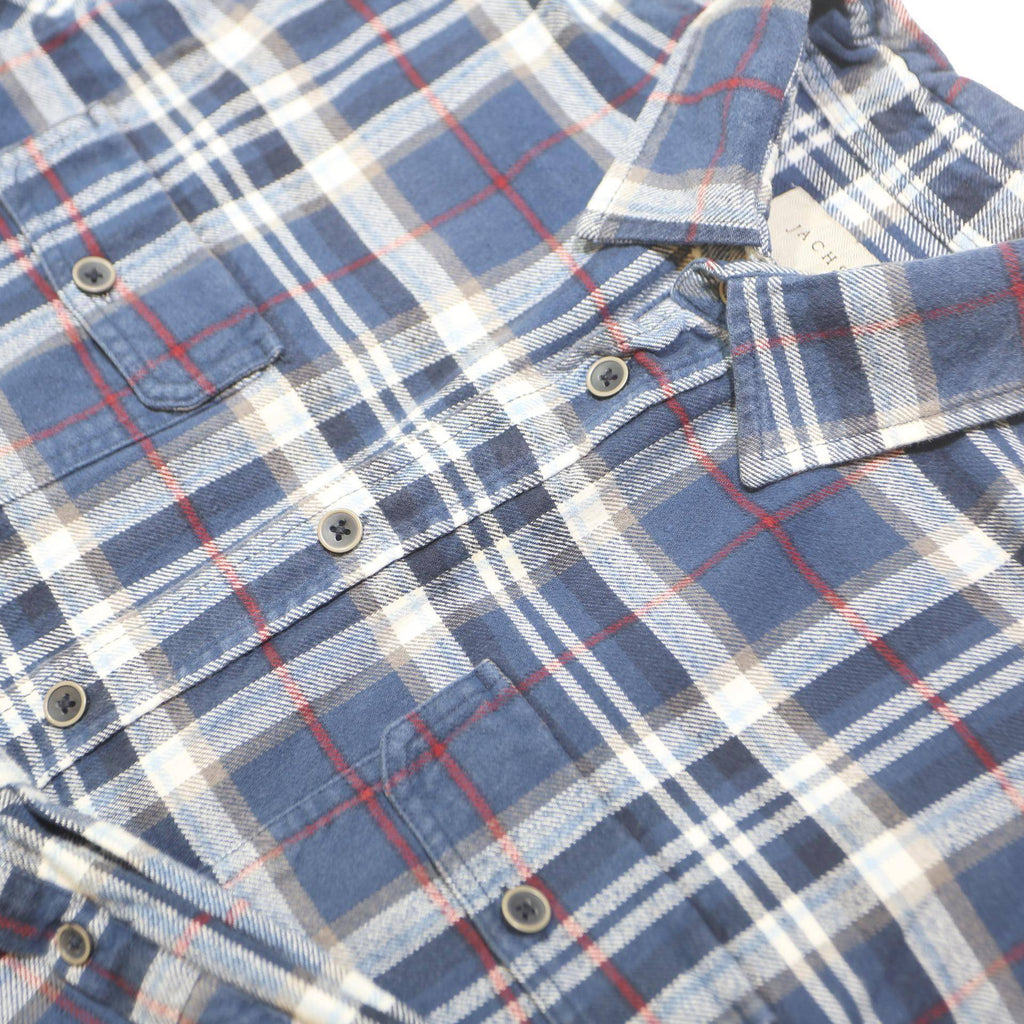 JACHS Mens Blue & White Check Shirt XL Button Closure Casual Workwear