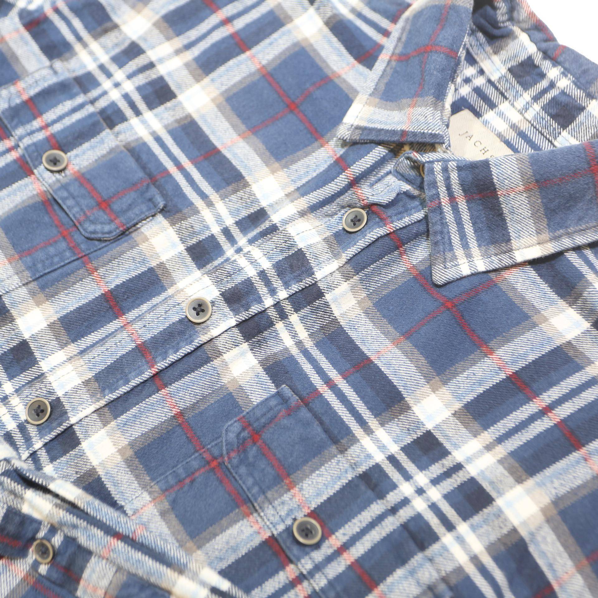 JACHS Mens Blue & White Check Shirt XL Button Closure Casual Workwear