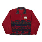TOSANI Mens Red & Navy Fleece Jacket S Polyester Full Zip Tribal Pattern Casual